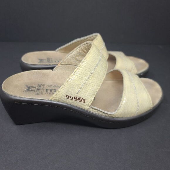 Mephisto Mobils Leather Snakeskin Embossed Sandals, Women's Size 6 - Picture 2 of 9